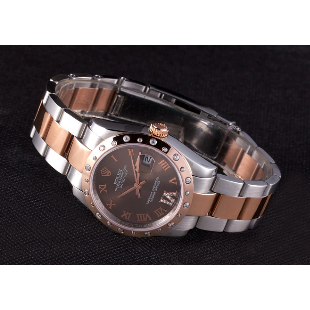 Aaa fake watches Datejust Rolex Dial Diamond Brown 7465 Bezel 0806